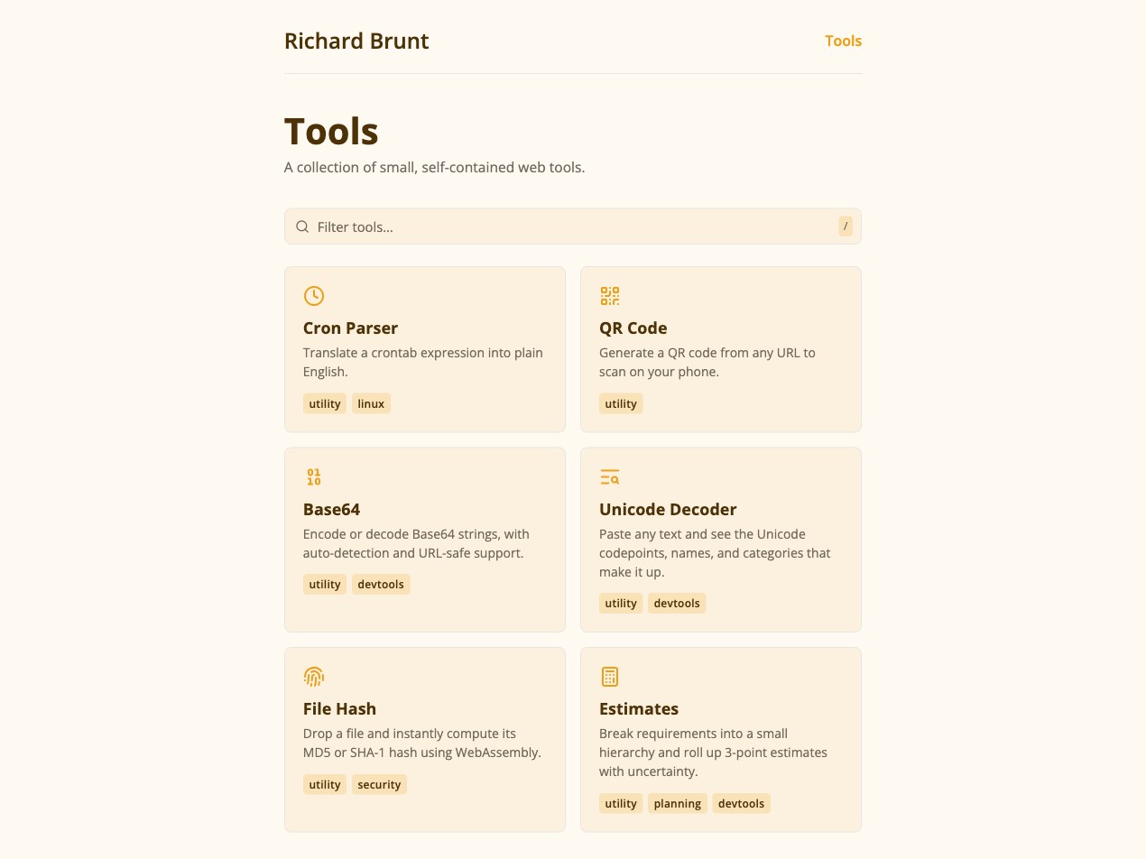 Screenshot of tools site
